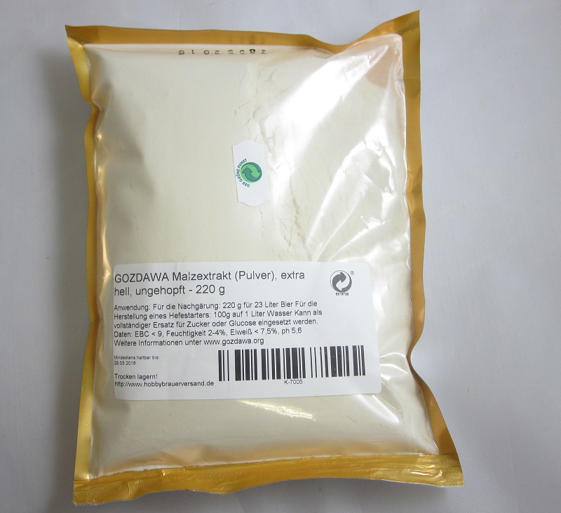 Malzextrakt (Trockenmalz), extra hell, ungehopft - 220 g