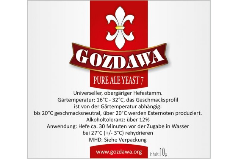GOZDAWA Pure Ale Yeast 7 (PAY7)- obergärige Trockenhefe 10 g