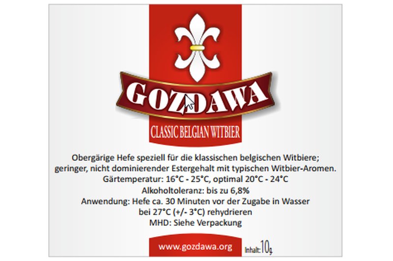GOZDAWA Classic Belgian Witbier (CBW) - obergärige Trockenhefe 10g