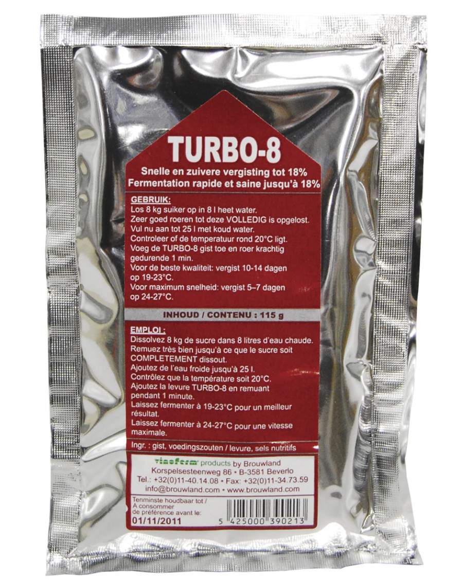 Trockenhefe + Hefenährsalz "TURBO-8" von Alcoferm fur 25 L - Likörherstellung