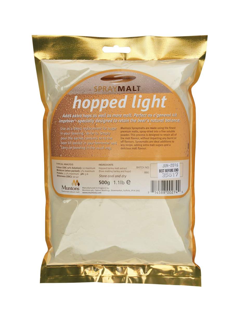 Malzextrakt Pulver Muntons gehopft hell 500 g Trockenmalz