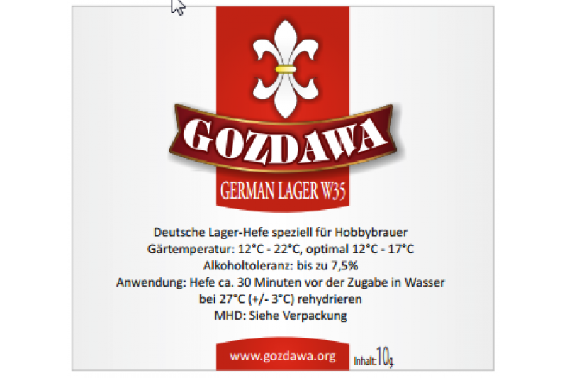 GOZDAWA German Lager W35 (GLW35) - untergärige Trockenhefe 10 g