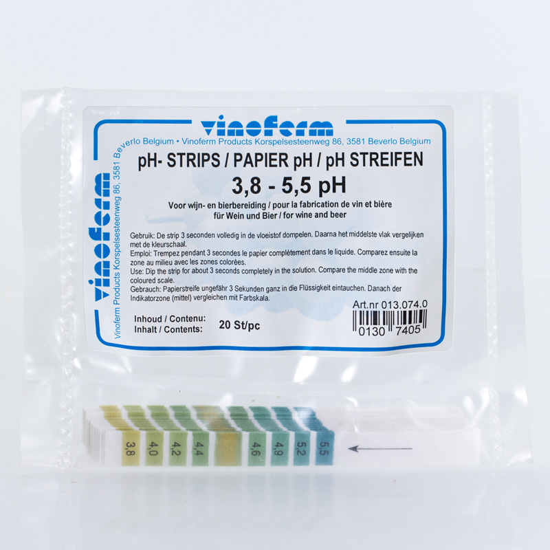 PH Teststreifen 3,8-5,5pH mit farbiger Skala zur Bestimmung des pH Wertes in Flüssigkeiten