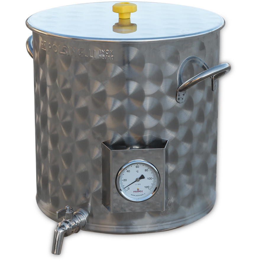 50 L Edelstahl-Topf mit Auslauf und Thermometer